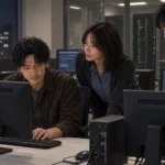 夜間の運用室で秘密情報への対処を進める瀬名と律たち